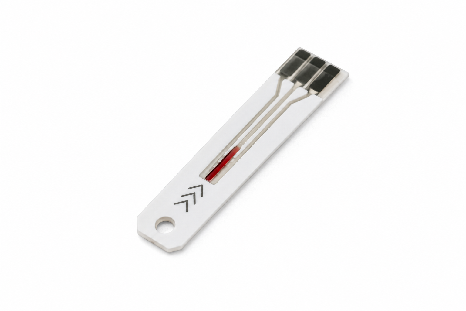Blood glucose test strip close-up